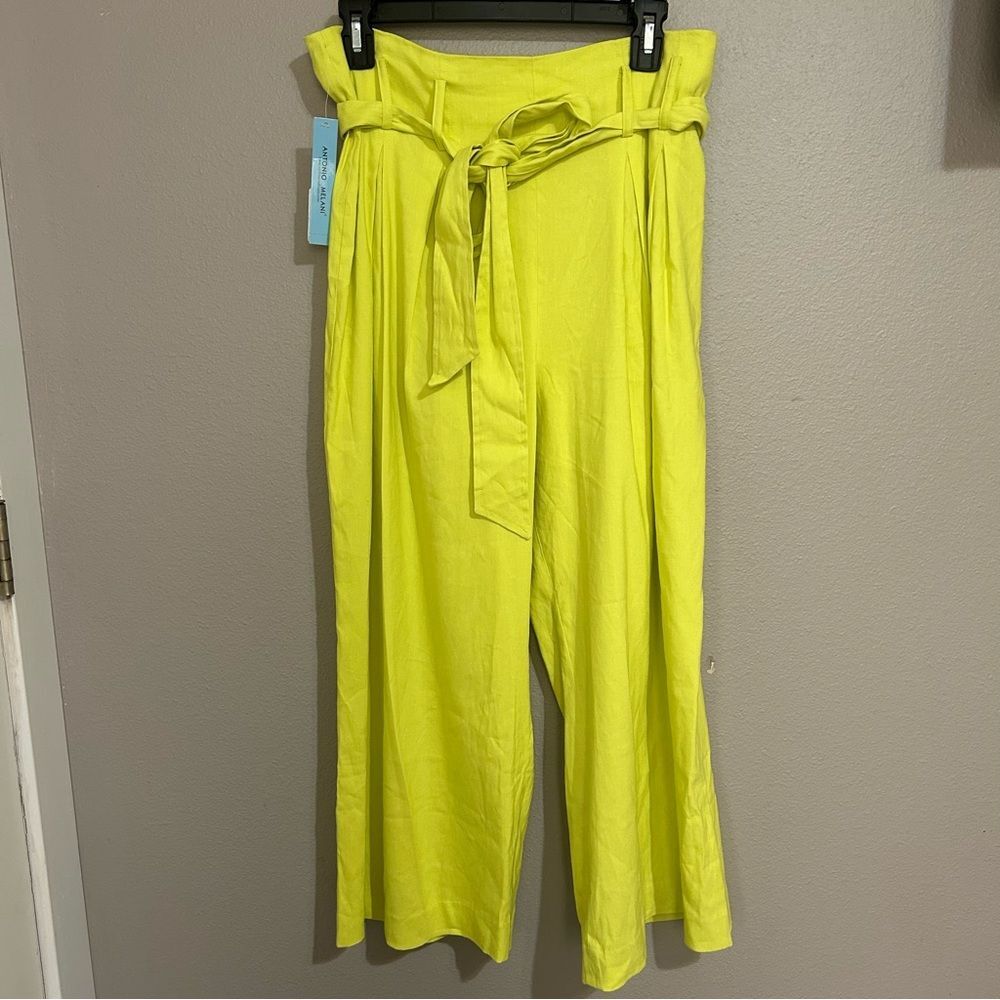 NEW Antonio Melani Linen Blend Cropped Wide Leg Pants Women’s Size Medium 10